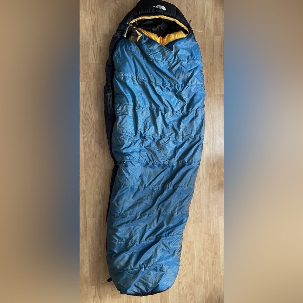 The North Face Black and Teal Sleeping Bag with Yellow Accents - Picture 6 of 6